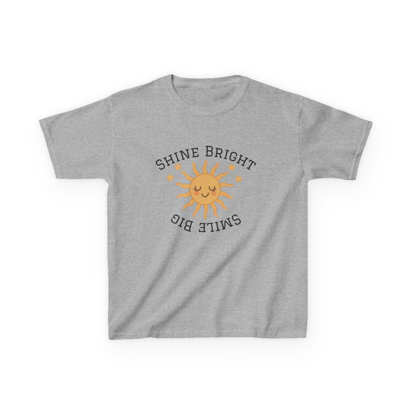 Youth Sunshine Graphic Tee - Shine Bright Smile Big T-Shirt for Kids, Summer Apparel, Birthday Gift, Fun Casual Wear, Positive Vibes