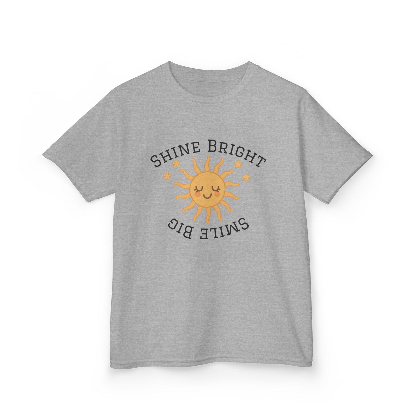 Youth Sunshine Graphic Tee - Shine Bright Smile Big T-Shirt for Kids, Summer Apparel, Birthday Gift, Fun Casual Wear, Positive Vibes