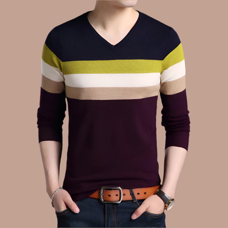 Men'S V-Neck Knitted Sweater Casual Men